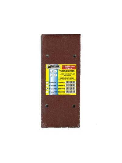 Lija Recambio Con Velcro 115x280 mm. con Agujeros Grano  120 (10 Piezas)