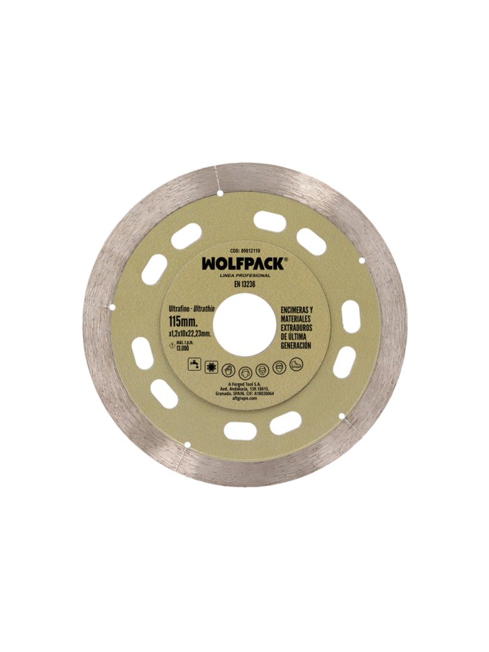 Disco Diamante Ø 115 mm. Materiales de Ultima Generación. Segmento de 10 mm.