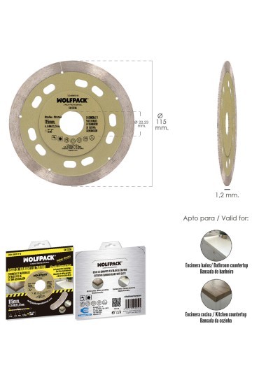 Disco Diamante Ø 115 mm. Materiales de Ultima Generación. Segmento de 10 mm.