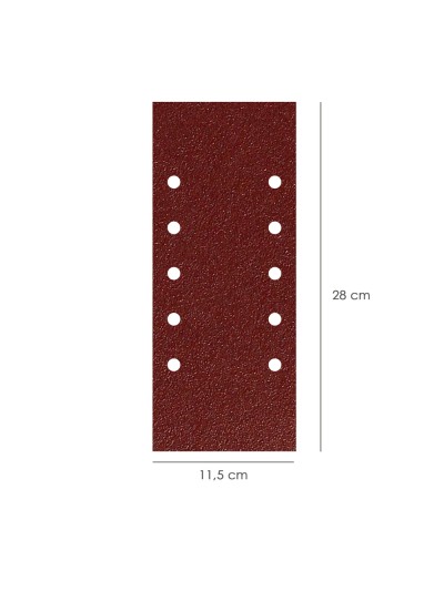 Lija Recambio Con Velcro 115x280 mm. con Agujeros Grano  80 (10 Piezas)