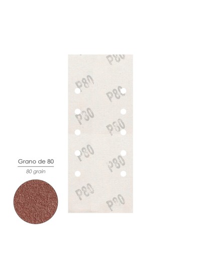 Lija Recambio Con Velcro 115x280 mm. con Agujeros Grano  80 (10 Piezas)