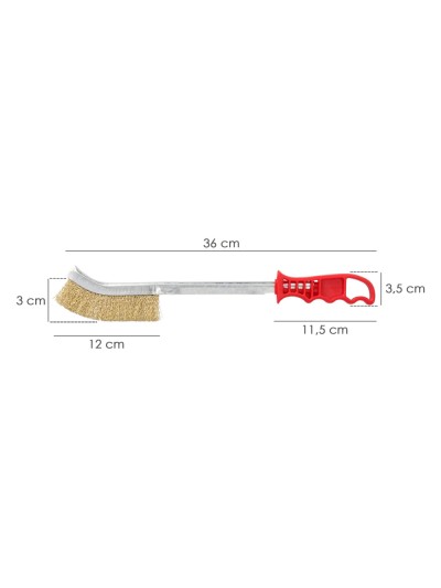 Cepillo Manual Acero Latonado Mango Rojo 34 cm.