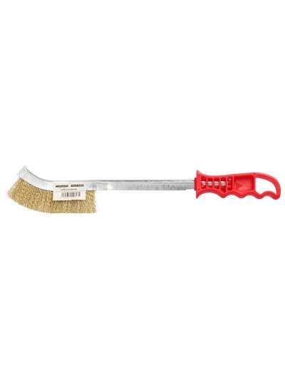 Cepillo Manual Acero Latonado Mango Rojo 34 cm.