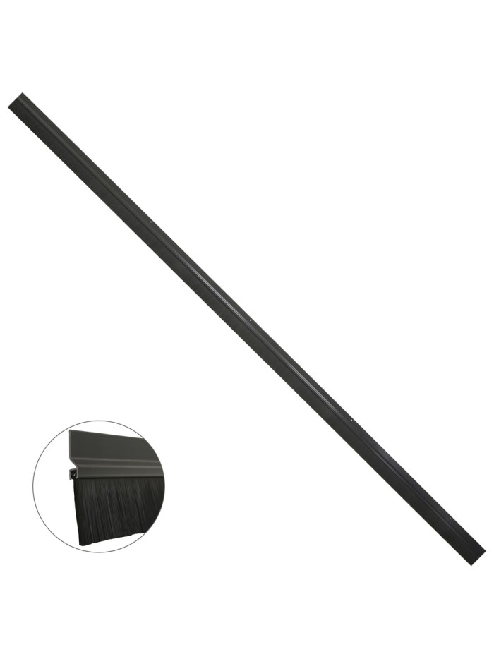 Burlete Para Puertas De Garaje Aluminio Negro Con Cepillo 2,5 m. Cepillo De Puerta, Burlete Garaje, Burlete Cepillo Cochera