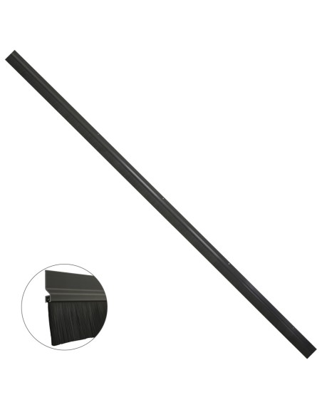 Burlete Para Puertas De Garaje Aluminio Negro Con Cepillo 2,5 m. Cepillo De Puerta, Burlete Garaje, Burlete Cepillo Cochera