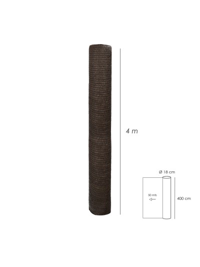 Malla Sombreo Rollo 4 x 50 metros, Reduce Radiación, Protección Jardín y Terraza, Regula Temperatura, Color Marrón