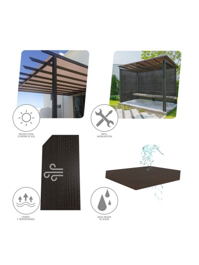 Malla Sombreo Rollo 2 x 50 metros, Reduce Radiación, Protección Jardín y Terraza, Regula Temperatura, Color Marrón