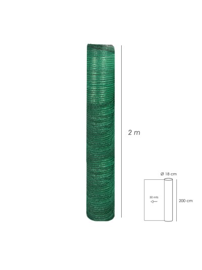 Malla Sombreo Rollo 2 x 50 metros, Reduce Radiación, Protección Jardín y Terraza, Regula Temperatura, Color Verde Claro