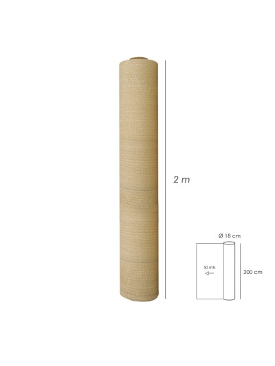 Malla Sombreo Rollo 2 x 50 metros, Reduce Radiación, Protección Jardín y Terraza, Regula Temperatura, Color Beige