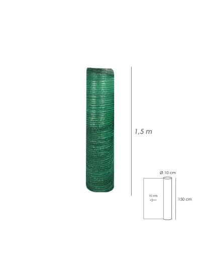 Malla Sombreo Rollo 1,5 x 10 Metros, Reduce Radiación, Protección Jardín y Terraza, Regula Temperatura, Color Verde Claro