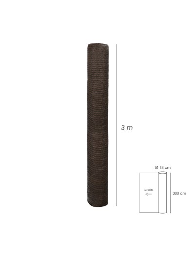 Malla Sombreo Rollo 3,0 x 50 metros, Reduce Radiación, Protección Jardín y Terraza, Regula Temperatura, Color Marrón
