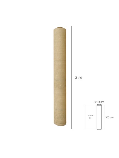 Malla Sombreo Rollo 3.0 x 50 metros, Reduce Radiación, Protección Jardín y Terraza, Regula Temperatura, Color Beige