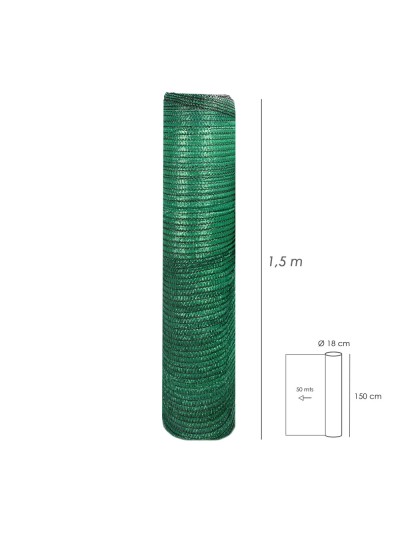 Malla Sombreo Rollo 1,5 x 50 metros, Reduce Radiación, Protección Jardín y Terraza, Regula Temperatura, Color Verde Claro