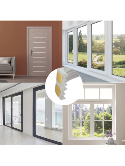 Burlete Caucho Blanco Rollo 6 Metros x 9 mm. Sellador Ventanas y Puertas. Aisla Del Ruido. Para Umbrales de 1 A 3,5 mm.