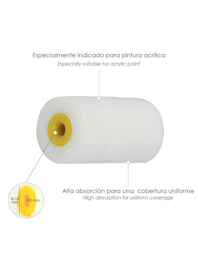 Rodillo Espuma Recambio Para Esmalte Acrilico 50 mm.  Set 10 Rodillos. Rodillo Espuma, Rodillo Pintura Acrilica