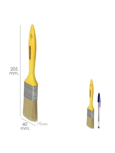 Paletina Profesional Cerda Blanca Ancho 40 mm. Cerdas Naturales Mango Plastico Ergonomico, Brocha Pintor, Pincel Pintura