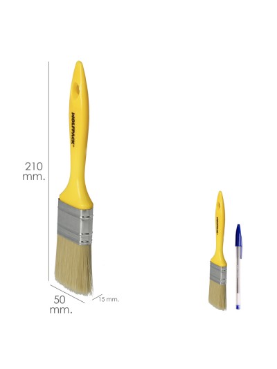 Paletina Profesional Cerda Blanca Ancho 50 mm. Cerdas Naturales Mango Plastico Ergonomico, Brocha Pintor, Pincel Pintura