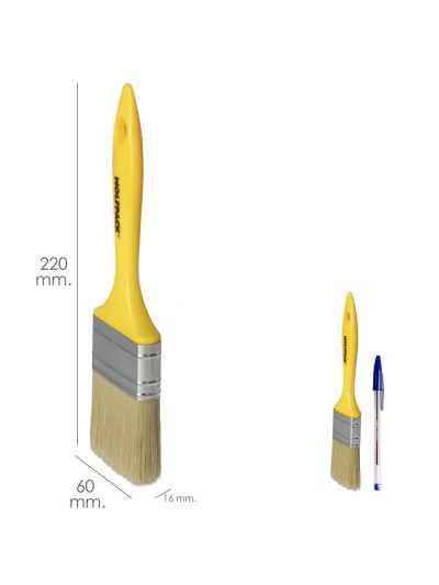 Paletina Profesional Cerda Blanca Ancho 60 mm. Cerdas Naturales Mango Plastico Ergonomico, Brocha Pintor, Pincel Pintura