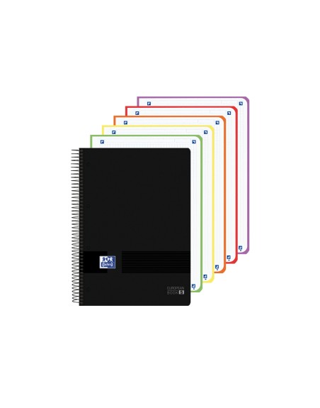 Cuaderno espiral oxford europeanbook 5 tapa plastico din a4+ 120 hojas cuadro 5 mm color negro