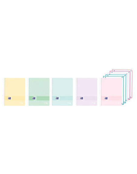 Cuaderno espiral oxford europeanbook 5 live&go tapa plastico din a4+ 120 hojas cuadro 5 mm colores pastel