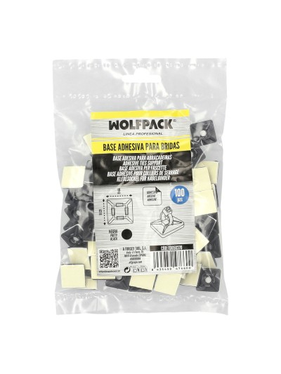 Base Adhesiva Para Bridas 19x19 mm. Negra Bolsa 100 Unidades