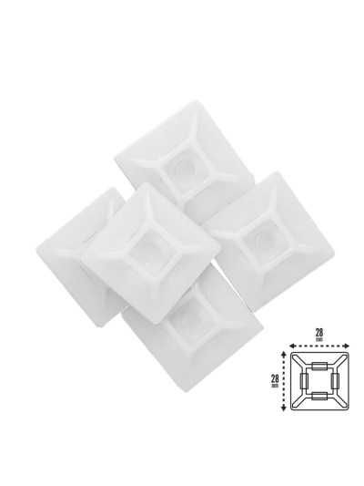 Base Adhesiva Para Bridas 28x28 mm. Blanca Bolsa 100 Unidades