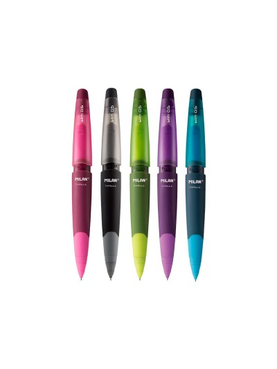 Portaminas milan capsule slim 0,5 mm + 2 recambios de goma en blister