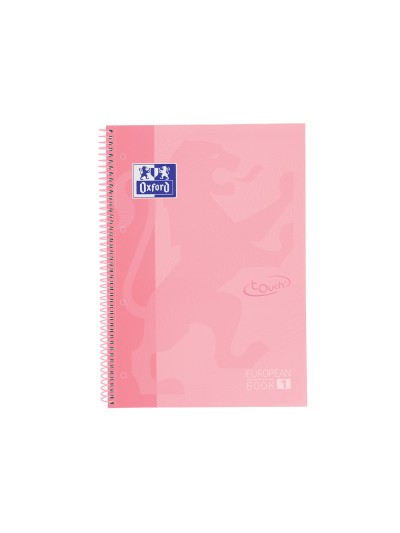 Cuaderno espiral oxford ebook 1 school touch te din a4+ 80 hojas cuadro 5 mm con margen flamingo pastel