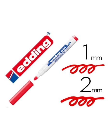 Rotulador edding para pizarra blanca 661 color rojo punta redonda 1-2 mm