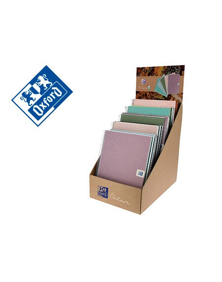 Cuaderno espiral oxford european book nature din a4+ expositor sobremesa de 21 unidades surtidas