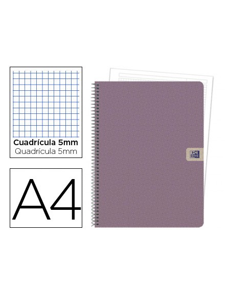 Cuaderno espiral oxford tapa extradura european book 1 nature din a4 80 hojas 90 gr cuadricula 5 mm sin bandas