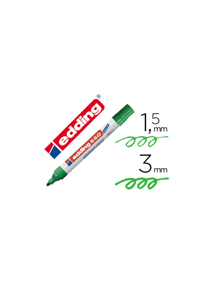 Rotulador edding para pizarra blanca 660 color verde punta redonda 1,5-3 mm Rotulador edding para pizarra blanca 660 color verde punta redonda 1,5-3 mm