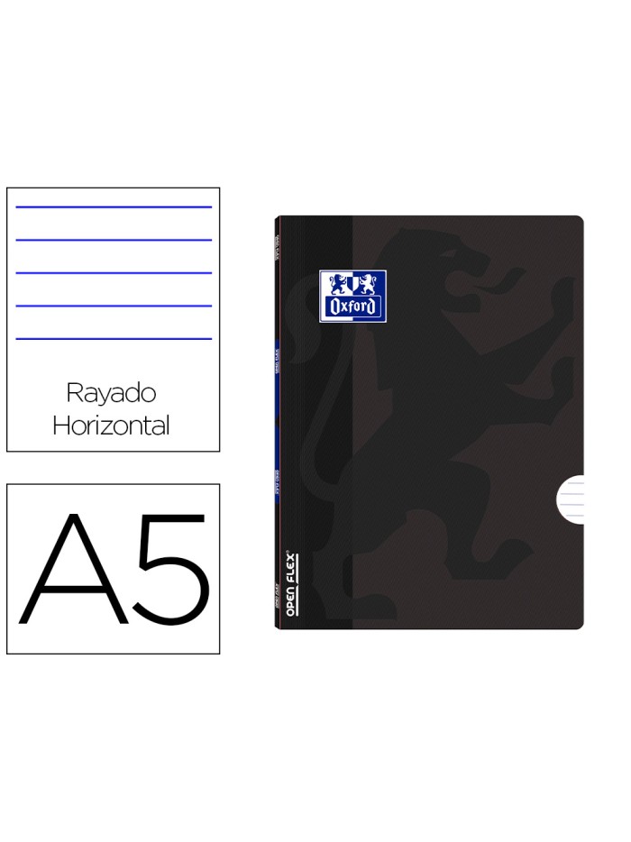Libreta escolar oxford openflex tapa flexible optik paper 48 hojas din a5 rayado horizontal color negro Libreta escolar oxford openflex tapa flexible optik paper 48 hojas din a5 rayado horizontal color negro