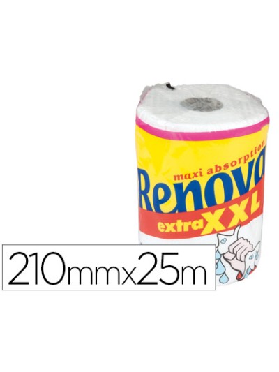 Papel de cocina renova jumbo ultra absorbente 42g/m2 ancho 210mm largo 25m