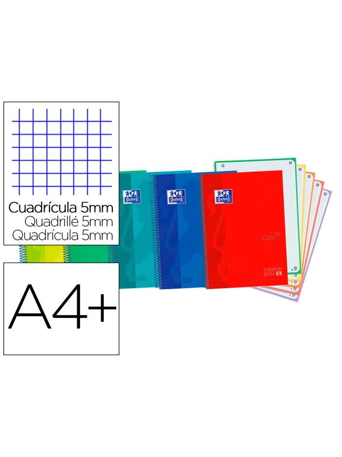 Cuaderno espiral oxford ebook 5 tapa extradura din a4+ 120 h microperforadas cuadro 5 mm colores vivos surtidos Cuaderno espiral oxford ebook 5 tapa extradura din a4+ 120 h microperforadas cuadro 5 mm colores vivos surtidos