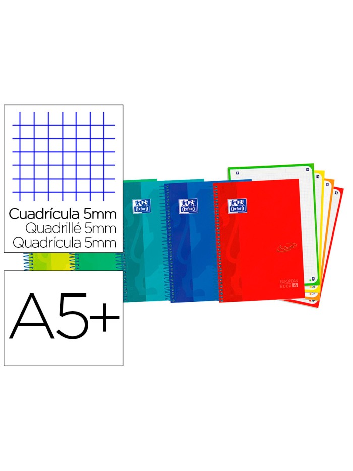 Cuaderno espiral oxford ebook 4 tapa extradura din a5+ 120 h microperforadas cuadro 5 mm colores vivos surtidos Cuaderno espiral oxford ebook 4 tapa extradura din a5+ 120 h microperforadas cuadro 5 mm colores vivos surtidos