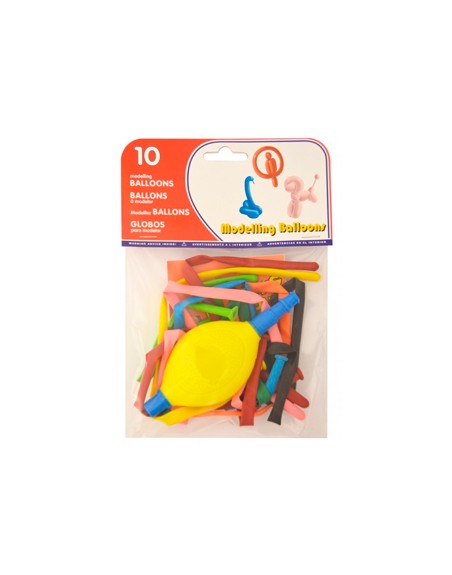 Globo 100% latex biodegradable para modelar + inflador bolsa de 10 unidades