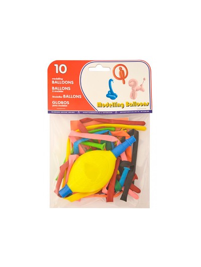 Globo 100% latex biodegradable para modelar + inflador bolsa de 10 unidades