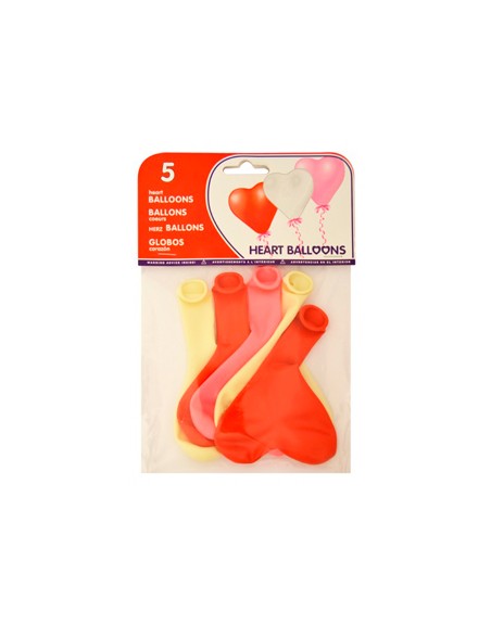 Globo 100% latex biodegradable con forma corazon bolsa de 5 unidades