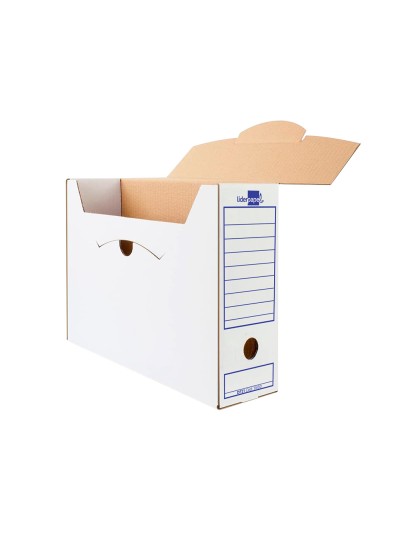 Caja archivo definitivo liderpapel 106 listados de ordenador carton reciclado 325g/m2 blanco 430x116x316 mm