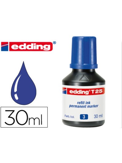 Tinta rotulador edding t-25 azul bote 30 ml