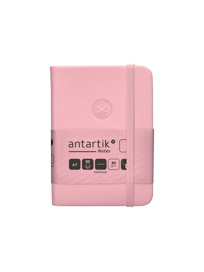 Cuaderno con gomilla antartik notes tapa dura a7 hojas lisas rosa pastel 80 hojas 80 gr fsc