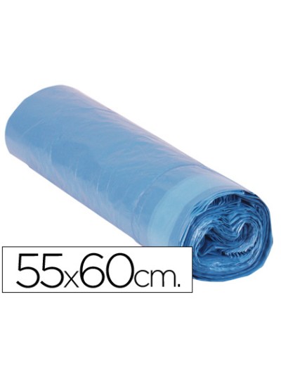 Bolsa basura domestica azul cierra facil 55x60 galga 120 rollo de 20 unidades