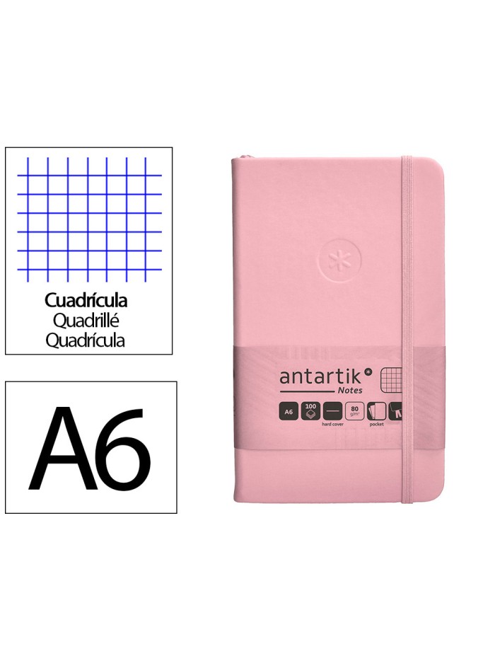 Cuaderno con gomilla antartik notes tapa dura a6 hojas cuadricula rosa pastel 100 hojas 80 gr fsc Cuaderno con gomilla antartik notes tapa dura a6 hojas cuadricula rosa pastel 100 hojas 80 gr fsc
