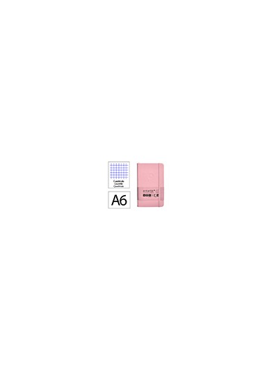 Cuaderno con gomilla antartik notes tapa dura a6 hojas cuadricula rosa pastel 100 hojas 80 gr fsc