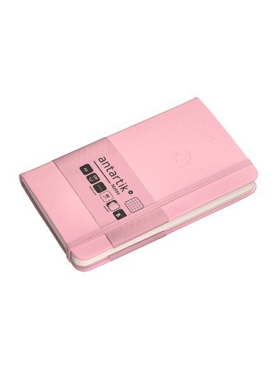 Cuaderno con gomilla antartik notes tapa dura a6 hojas cuadricula rosa pastel 100 hojas 80 gr fsc