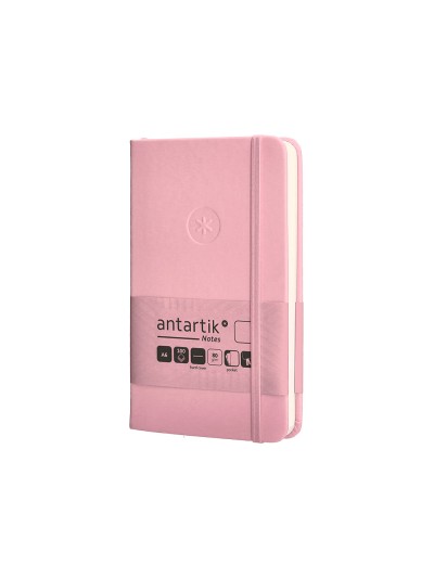 Cuaderno con gomilla antartik notes tapa dura a6 hojas lisas rosa pastel 100 hojas 80 gr fsc