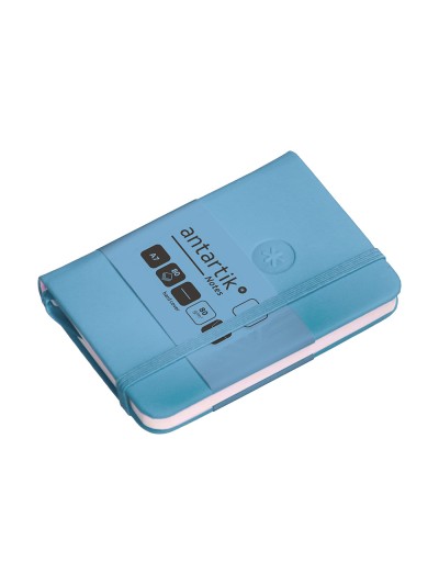 Cuaderno con gomilla antartik notes tapa dura a7 hojas lisas azul claro 80 hojas 80 gr fsc