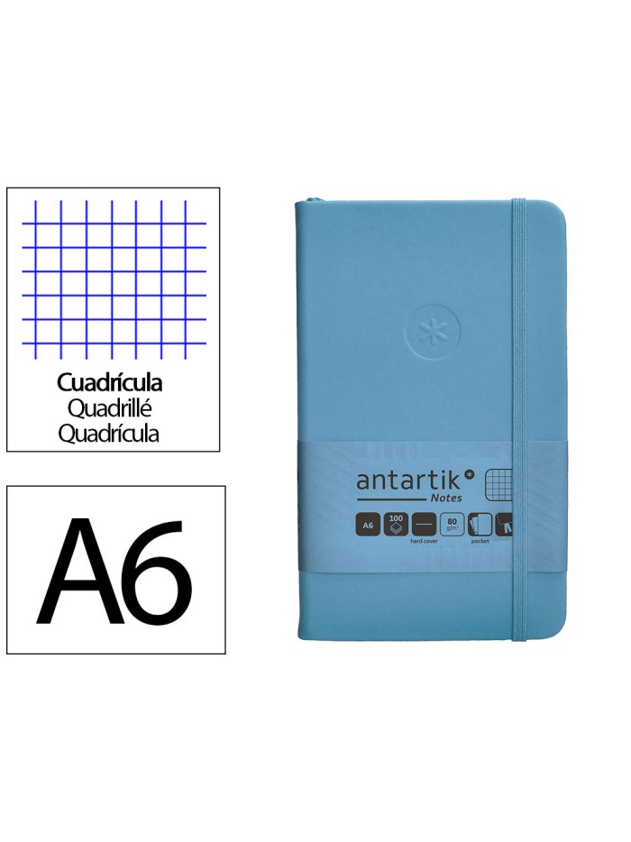 Cuaderno con gomilla antartik notes tapa dura a6 hojas cuadricula azul claro 100 hojas 80 gr fsc Cuaderno con gomilla antartik notes tapa dura a6 hojas cuadricula azul claro 100 hojas 80 gr fsc