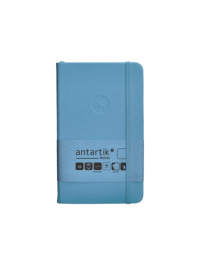 Cuaderno con gomilla antartik notes tapa dura a6 hojas lisas azul claro 100 hojas 80 gr fsc